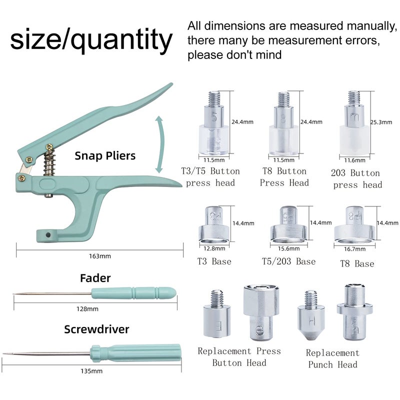 LYNDA Plastic and Metal Snap Buttons with Snaps Pliers Set 300 Sets Plastic and Metal Snap Buttons for Sewing and Crafting (Green) - Image 2